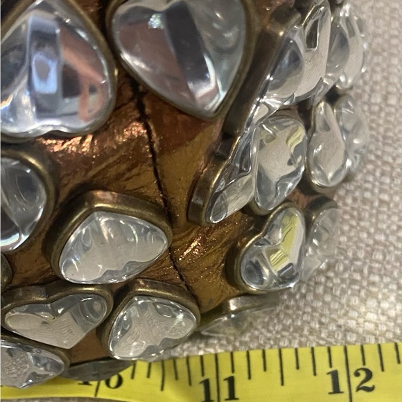 BETSEY JOHNSON Metallic Gold Brown  purse with embellish silver hearts - Picture 14 of 16